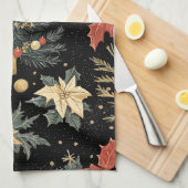 ポインセチアフローラクリスマスパターン(21) キッチンタオル (四つ折り)