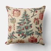 ポインセチアフローラクリスマスパターン(2) クッション (正面)