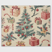 ポインセチアフローラクリスマスパターン(2) ラッピングペーパー (フラット)