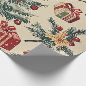 ポインセチアフローラクリスマスパターン(2) ラッピングペーパー (角)