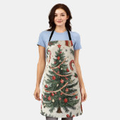 ポインセチアフローラクリスマスパターン(4) エプロン (着用した状態)