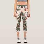 ポインセチアフローラクリスマスパターン(4) カプリレギンス (正面)