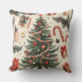 ポインセチアフローラクリスマスパターン(4) クッション (正面)