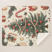 ポインセチアフローラクリスマスパターン(4) シェルパブランケット (正面(横))