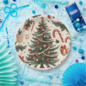 ポインセチアフローラクリスマスパターン(4) ペーパープレート (パーティー)