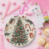 ポインセチアフローラクリスマスパターン(4) ペーパープレート (パーティー)