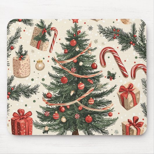 ポインセチアフローラクリスマスパターン(4) マウスパッド (正面)