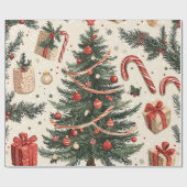 ポインセチアフローラクリスマスパターン(4) ラッピングペーパー (フラット)