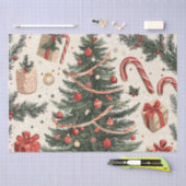 ポインセチアフローラクリスマスパターン(4) 薄葉紙 (クラフト)