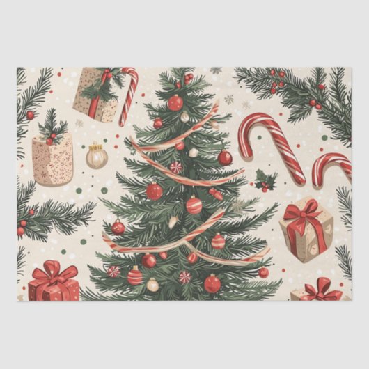 ポインセチアフローラクリスマスパターン(4) 薄葉紙 (正面)