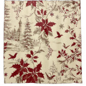 ポインセチアフローラクリスマスパターン(8) シャワーカーテン (正面)