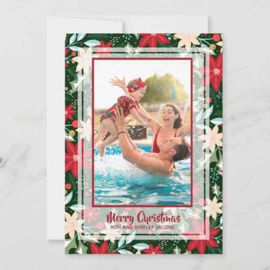 ポインセチアフローラクリスマスフォト シーズンカード (正面)