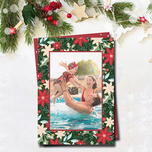 ポインセチアフローラクリスマスフォト シーズンカード