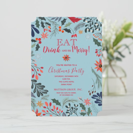 ポインセチアフローラクリスマスホリデー招待状 (スタンド正面)