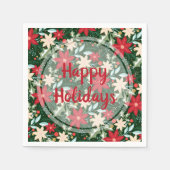 ポインセチアフローラクリスマスホリデー スタンダードカクテルナプキン (正面)