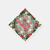 ポインセチアフローラクリスマスホリデー スタンダードカクテルナプキン (角)