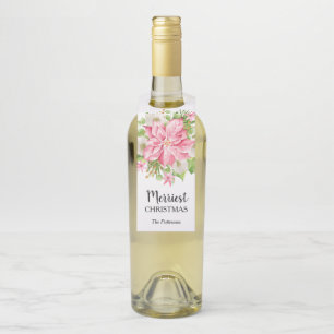 ポインセチアフローラクリスマスホリデー ボトルネックタグ