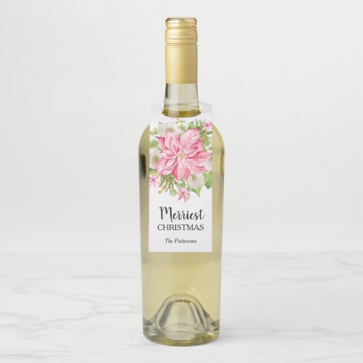 ポインセチアフローラクリスマスホリデー ボトルネックタグ (ボトル)