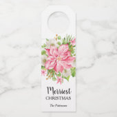 ポインセチアフローラクリスマスホリデー ボトルネックタグ (正面)