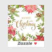 ポインセチアフローラクリスマス |休日 シール (シート)