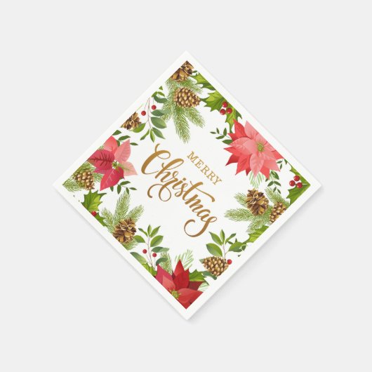 ポインセチアフローラクリスマス |休日 スタンダードカクテルナプキン (角)
