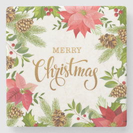 ポインセチアフローラクリスマス |休日 ストーンコースター