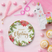 ポインセチアフローラクリスマス |休日 ペーパープレート (パーティー)