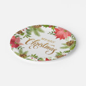 ポインセチアフローラクリスマス |休日 ペーパープレート (アングル)