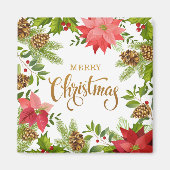 ポインセチアフローラクリスマス |休日 マグネット (正面)