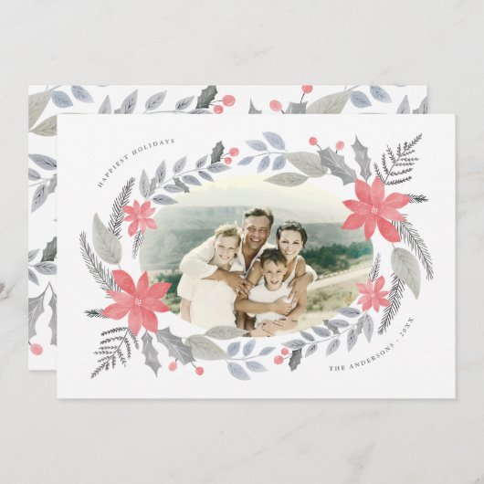 ポインセチアフローラハンドドロッドホリデーガーランド写真 (正面/裏面)