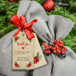 ポインセチアフローラブーケヴィンテージありがとう ギフトタグ