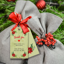 ポインセチアフローラブーケヴィンテージありがとう ギフトタグ