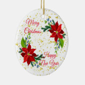 ポインセチアフローラブーケ、メリークリスマス セラミックオーナメント (右)
