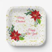 ポインセチアフローラブーケ、メリークリスマス ペーパープレート (正面)