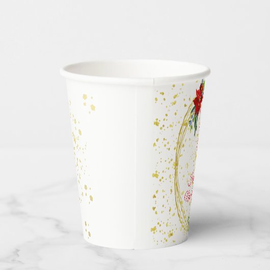 ポインセチアフローラブーケ、メリークリスマス 紙コップ (右)