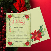 ポインセチアフローラブーケ，ヴィンテージウェディング 招待状