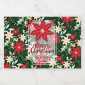 ポインセチアフローラホリデークリスマスカスタムクリスマスミニ リキュールボトルラベル (シングルラベル)