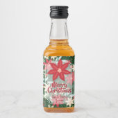 ポインセチアフローラホリデークリスマスカスタムクリスマスミニ リキュールボトルラベル (正面)