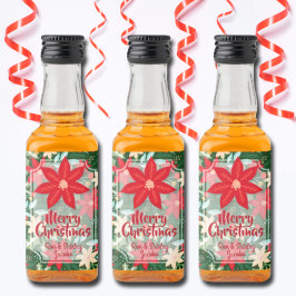 ポインセチアフローラホリデークリスマスカスタムクリスマスミニ リキュールボトルラベル