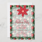 ポインセチアフローラホリデークリスマス招待状 (正面)