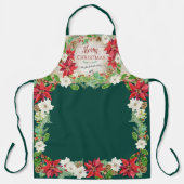 ポインセチアフローラメリークリスマスファームハウスグリーン エプロン (正面)