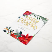 ポインセチアフローラメリークリスマス 箔招待状 (回転した状態)