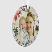 ポインセチアフローラリース初めてのクリスマス写真 オーナメント (正面)