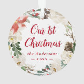 ポインセチアフローラリース初めてのクリスマス写真 オーナメント (裏面)