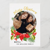 ポインセチアフローラ写真 |メリークリスマス 箔シーズンカード (正面)