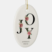 ポインセチアフローラ文字ホリデーモノグラム セラミックオーナメント (右)