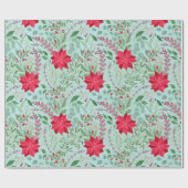 ポインセチアフローラ水彩グリッター ラッピングペーパー (フラット)