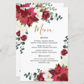 ポインセチアフローラ結婚ウィンターレッドのメニューカード (正面/裏面)