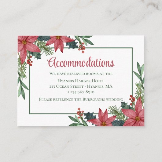 ポインセチアフローラ結婚クリスマスの宿泊 エンクロージャーカード (正面)