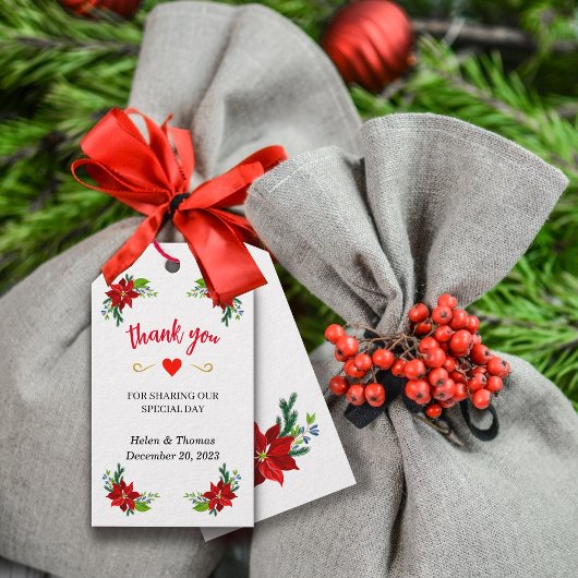 ポインセチアフローラ結婚ブーケ ギフトタグ